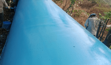 Waterproofing membrane being applied across a building terrace