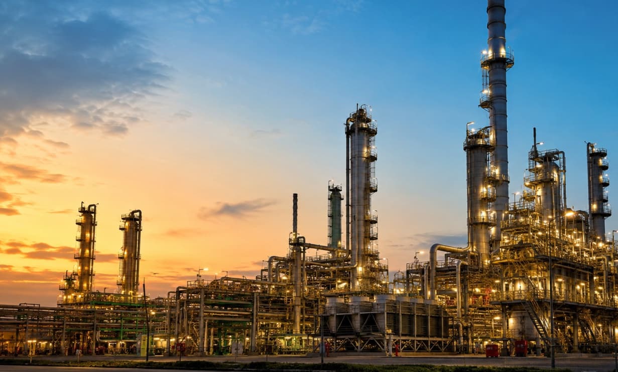 ARY Kavach coatings protecting an industrial plant at dusk